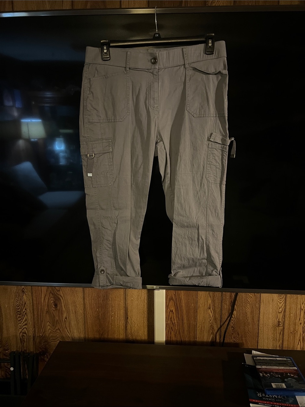 Cato Gray Cargo Capris with Utility Pockets